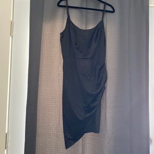 Black satin dress. Never worn, new with tags